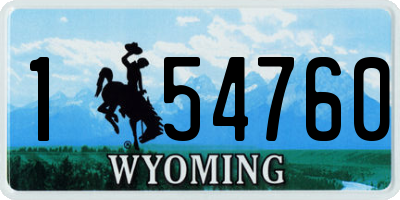 WY license plate 154760