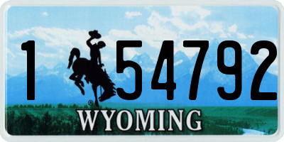 WY license plate 154792