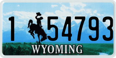 WY license plate 154793
