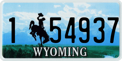 WY license plate 154937