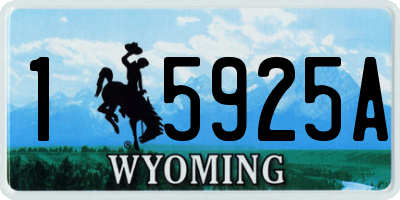 WY license plate 15925A
