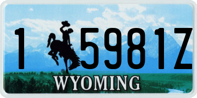 WY license plate 15981Z