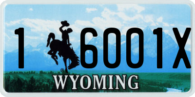 WY license plate 16001X