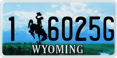 WY license plate 16025G