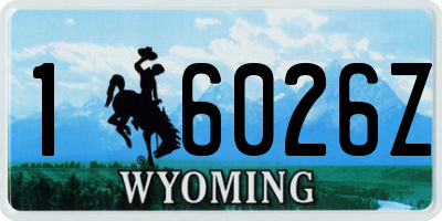 WY license plate 16026Z