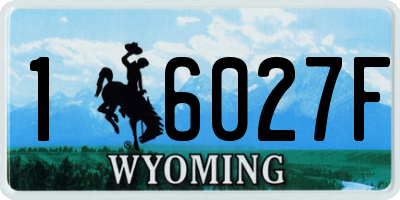 WY license plate 16027F