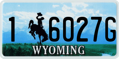 WY license plate 16027G