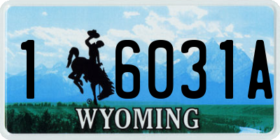 WY license plate 16031A