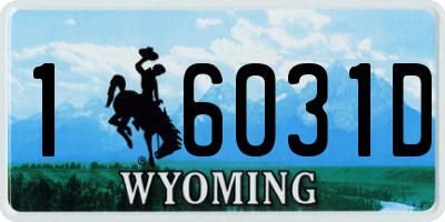 WY license plate 16031D