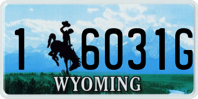 WY license plate 16031G