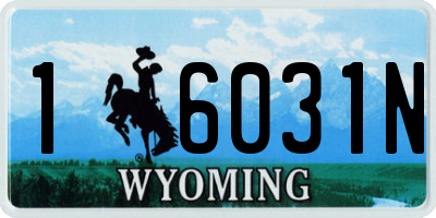WY license plate 16031N