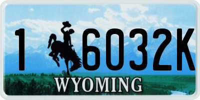 WY license plate 16032K