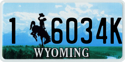 WY license plate 16034K
