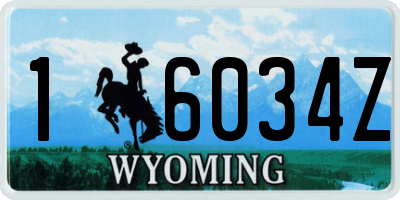 WY license plate 16034Z