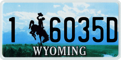 WY license plate 16035D