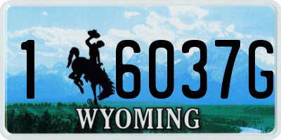 WY license plate 16037G