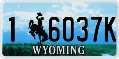 WY license plate 16037K