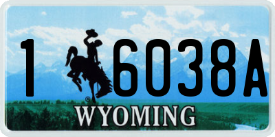 WY license plate 16038A