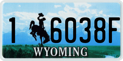 WY license plate 16038F