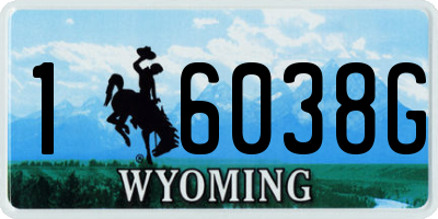WY license plate 16038G