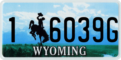 WY license plate 16039G