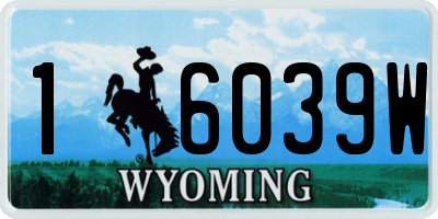 WY license plate 16039W