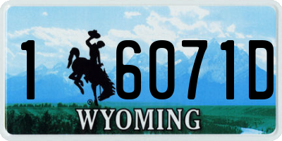 WY license plate 16071D