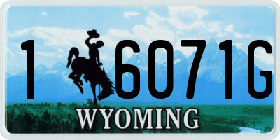 WY license plate 16071G