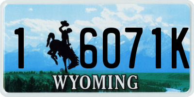 WY license plate 16071K
