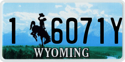 WY license plate 16071Y