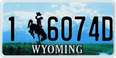WY license plate 16074D