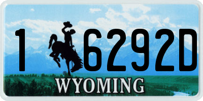 WY license plate 16292D
