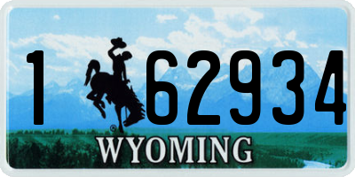 WY license plate 162934