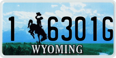 WY license plate 16301G