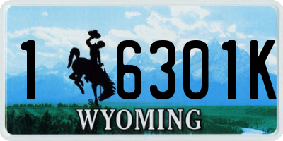 WY license plate 16301K