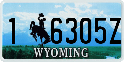 WY license plate 16305Z