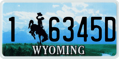 WY license plate 16345D