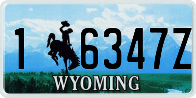 WY license plate 16347Z