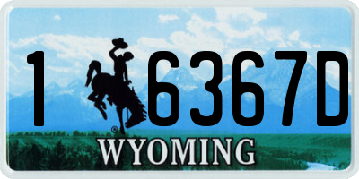 WY license plate 16367D
