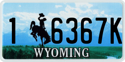 WY license plate 16367K