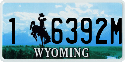 WY license plate 16392M