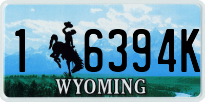 WY license plate 16394K