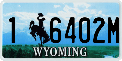 WY license plate 16402M