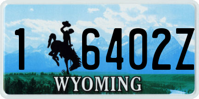 WY license plate 16402Z
