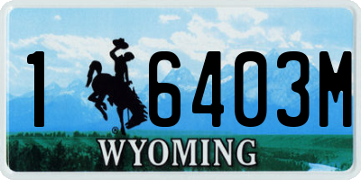 WY license plate 16403M