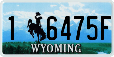 WY license plate 16475F
