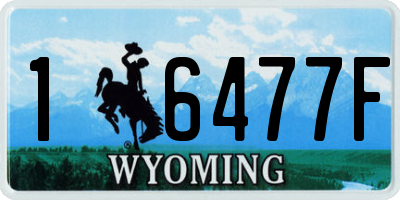 WY license plate 16477F