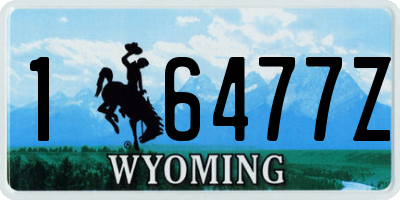 WY license plate 16477Z