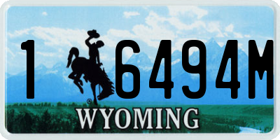 WY license plate 16494M