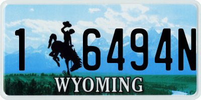 WY license plate 16494N